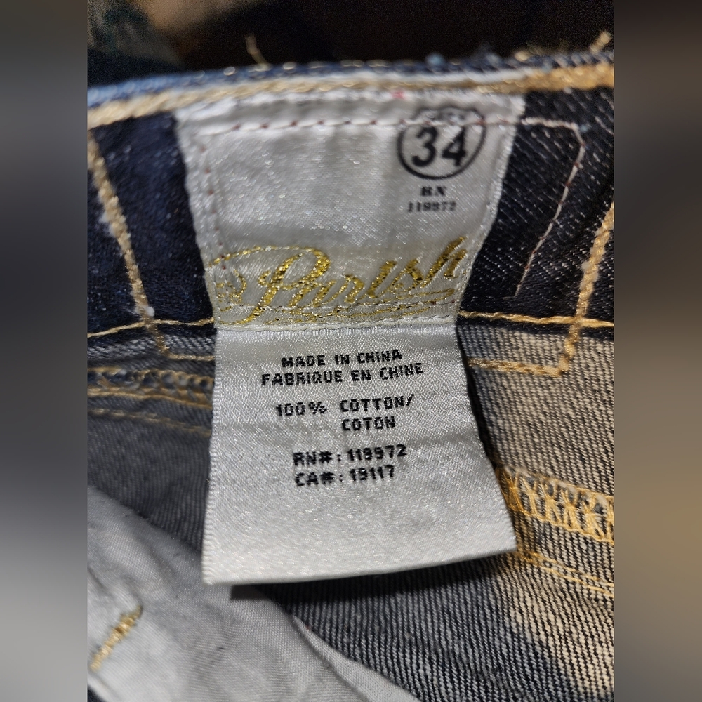 NWOT  Parish Tiger Jeans. Size 34 DEADSTOCK. NEVER WASHED OR WORN - Picture 5 of 7